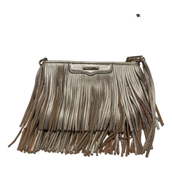 Rebecca Minkoff | Gold Leather Fringe Clutch Purse - Picture 2 of 8